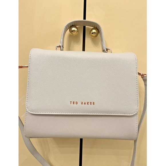SOLD TED BAKER GREY GRAY ROSEGOLD HARDWARE CROSSBODY TOP HANDLE BAG PURSE - Picture 1 of 10